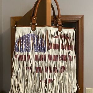 Leather fringe handbag purse